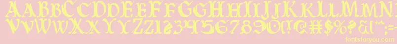 WarsOfAsgardCondensed Font – Yellow Fonts on Pink Background