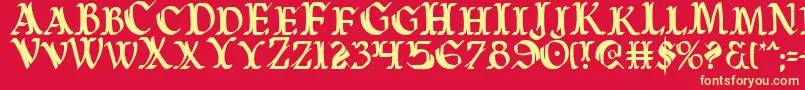 WarsOfAsgardCondensed Font – Yellow Fonts on Red Background