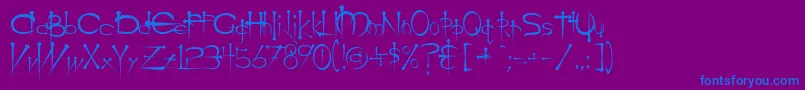 フォントOgilvieRegular – 紫色の背景に青い文字