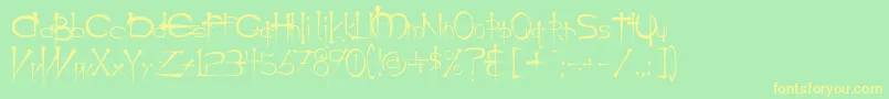 OgilvieRegular-Schriftart – Gelbe Schriften auf grünem Hintergrund
