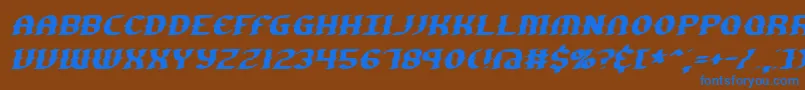 フォントGestureSlantBrk – 茶色の背景に青い文字