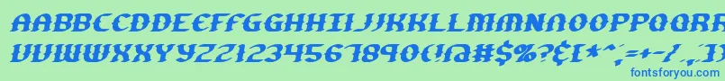 フォントGestureSlantBrk – 青い文字は緑の背景です。