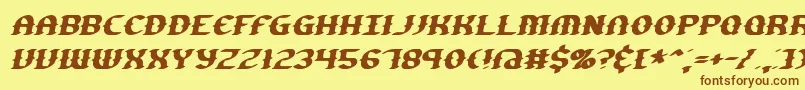 フォントGestureSlantBrk – 茶色の文字が黄色の背景にあります。