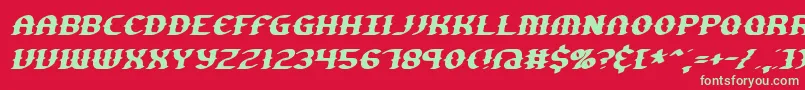 フォントGestureSlantBrk – 赤い背景に緑の文字