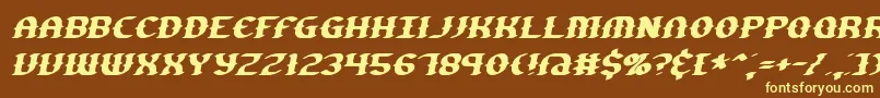 GestureSlantBrk-fontti – keltaiset fontit ruskealla taustalla