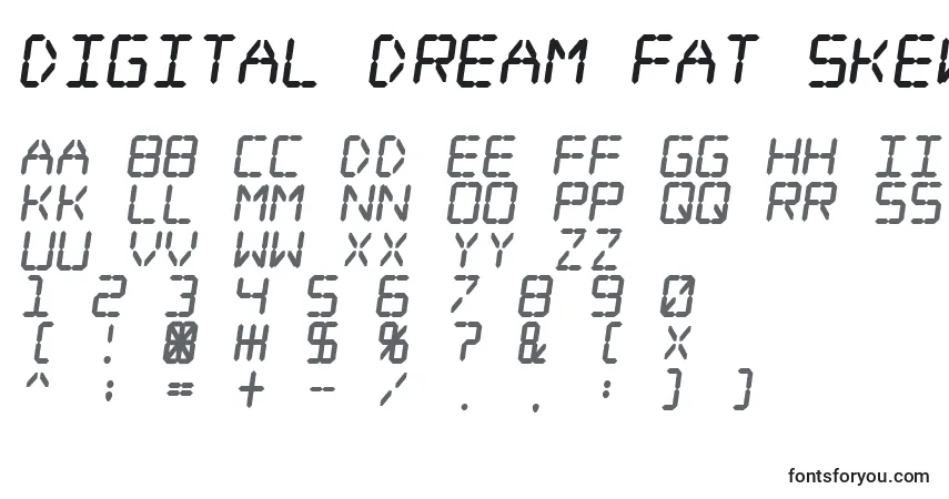 Schriftart Digital Dream Fat Skew – Alphabet, Zahlen, spezielle Symbole