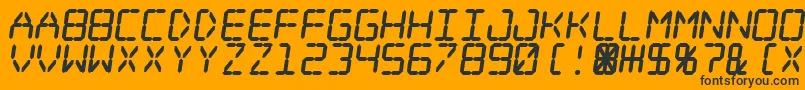 Digital Dream Fat Skew-Schriftart – Schwarze Schriften auf orangefarbenem Hintergrund