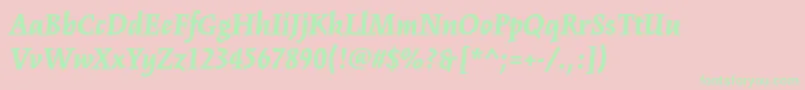 Fonte KinesisstdBlackitalic – fontes verdes em um fundo rosa