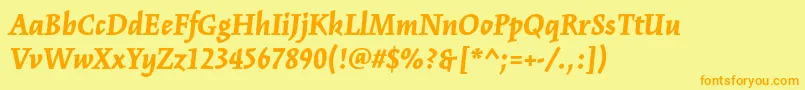 Fonte KinesisstdBlackitalic – fontes laranjas em um fundo amarelo