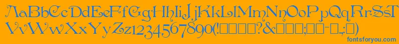 Penshurs-Schriftart – Blaue Schriften auf orangefarbenem Hintergrund