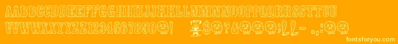 Smokeland-Schriftart – Gelbe Schriften auf orangefarbenem Hintergrund
