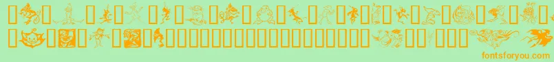 Goblins-Schriftart – Orangefarbene Schriften auf grünem Hintergrund