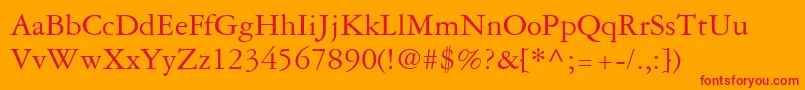 GaramondRepriseSsi-Schriftart – Rote Schriften auf orangefarbenem Hintergrund