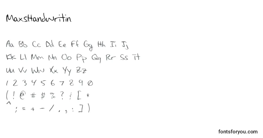 A fonte MaxsHandwritin – alfabeto, números, caracteres especiais