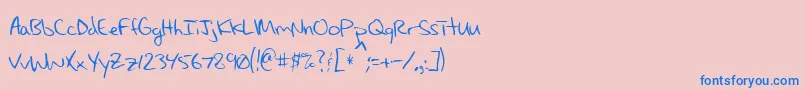 フォントMaxsHandwritin – ピンクの背景に青い文字