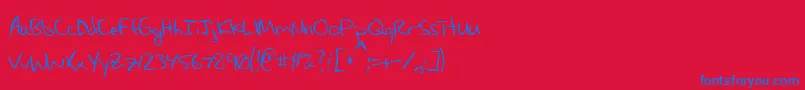 MaxsHandwritin Font – Blue Fonts on Red Background