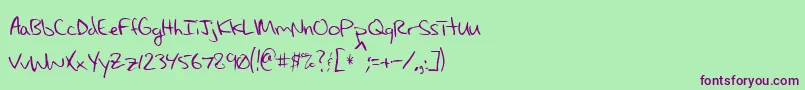 MaxsHandwritin Font – Purple Fonts on Green Background