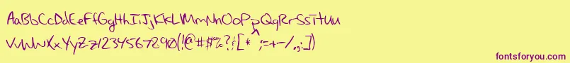 MaxsHandwritin Font – Purple Fonts on Yellow Background
