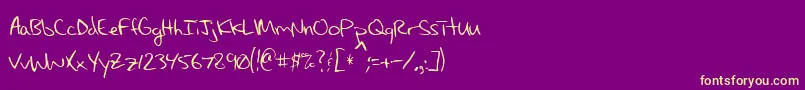 MaxsHandwritin Font – Yellow Fonts on Purple Background