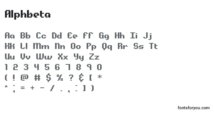 Czcionka Alphbeta – alfabet, cyfry, specjalne znaki