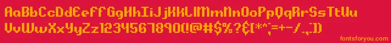 フォントAlphbeta – 赤い背景にオレンジの文字