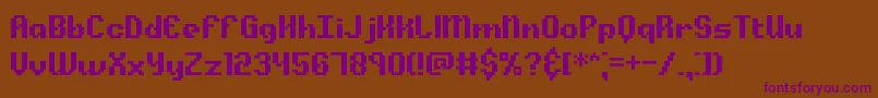Alphbeta-Schriftart – Violette Schriften auf braunem Hintergrund
