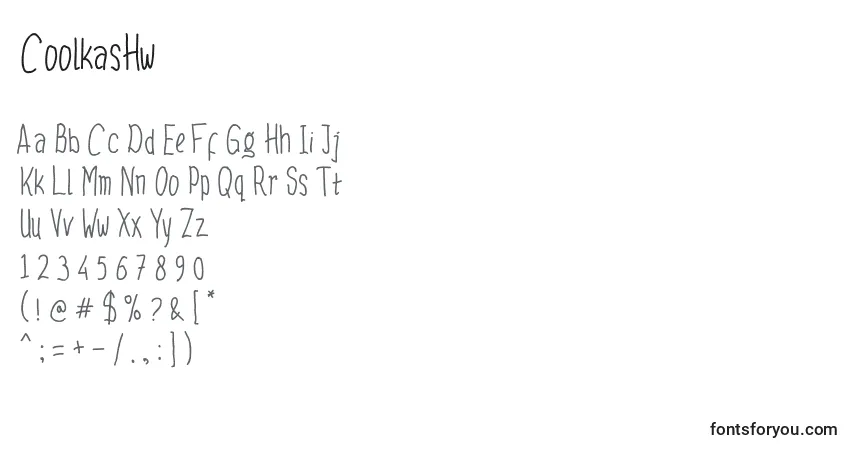 Schriftart CoolkasHw – Alphabet, Zahlen, spezielle Symbole