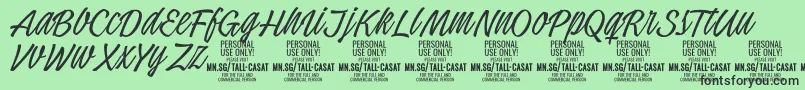 TallcasatthinPersonalUse Font – Black Fonts on Green Background