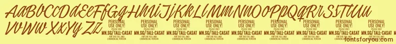 TallcasatthinPersonalUse Font – Brown Fonts on Yellow Background