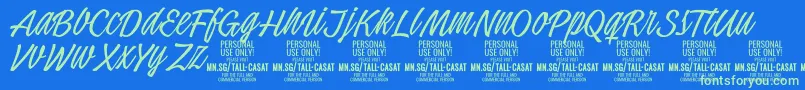 Czcionka TallcasatthinPersonalUse – zielone czcionki na niebieskim tle