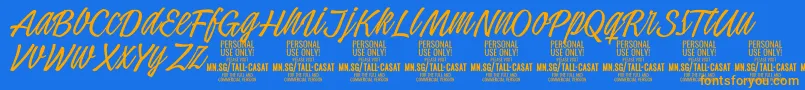 TallcasatthinPersonalUse Font – Orange Fonts on Blue Background