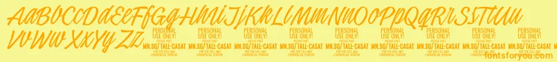 TallcasatthinPersonalUse Font – Orange Fonts on Yellow Background