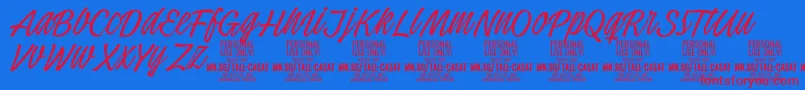 TallcasatthinPersonalUse Font – Red Fonts on Blue Background