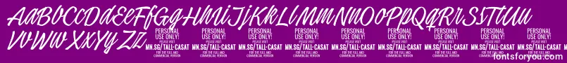 TallcasatthinPersonalUse Font – White Fonts on Purple Background