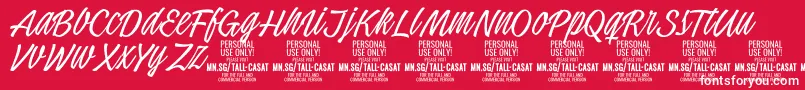 TallcasatthinPersonalUse Font – White Fonts on Red Background