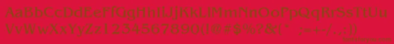 フォントBenguiatLight – 赤い背景に茶色の文字
