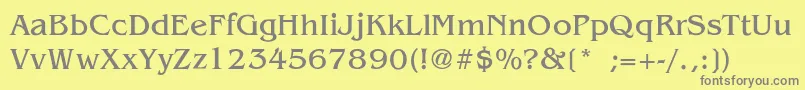 BenguiatLight-fontti – harmaat kirjasimet keltaisella taustalla