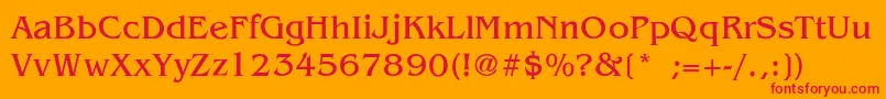 フォントBenguiatLight – オレンジの背景に赤い文字