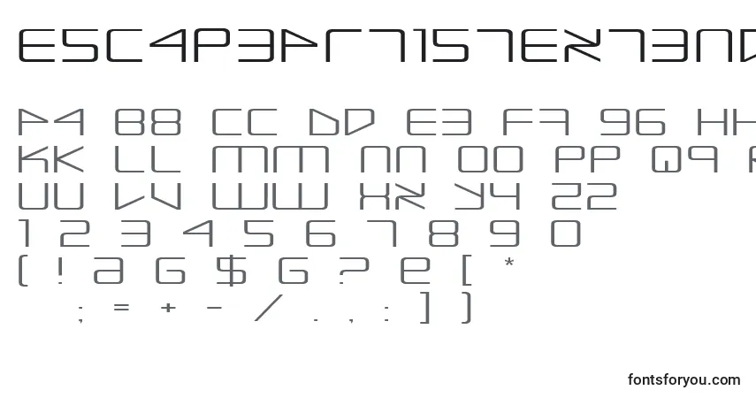 A fonte EscapeArtistExtended – alfabeto, números, caracteres especiais