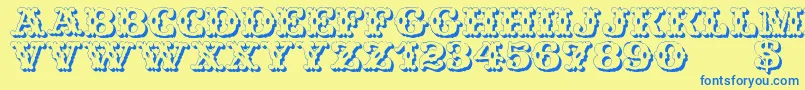 WildWestShadow Font – Blue Fonts on Yellow Background