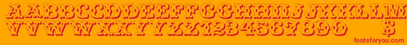 WildWestShadow-Schriftart – Rote Schriften auf orangefarbenem Hintergrund