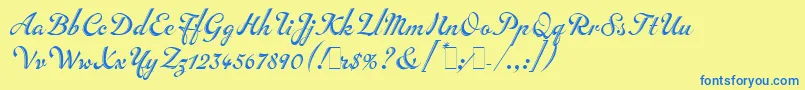 InscriptionLetPlain.1.0 Font – Blue Fonts on Yellow Background