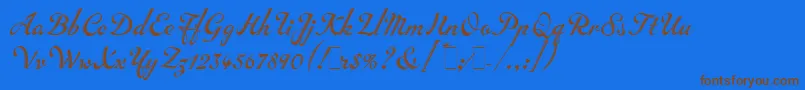 フォントInscriptionLetPlain.1.0 – 茶色の文字が青い背景にあります。