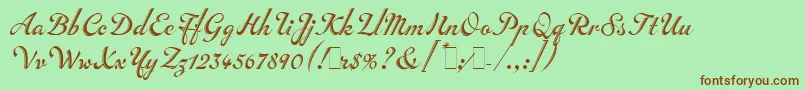 フォントInscriptionLetPlain.1.0 – 緑の背景に茶色のフォント