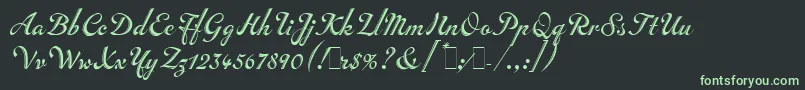 フォントInscriptionLetPlain.1.0 – 黒い背景に緑の文字