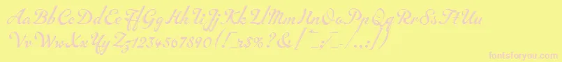InscriptionLetPlain.1.0-fontti – vaaleanpunaiset fontit keltaisella taustalla