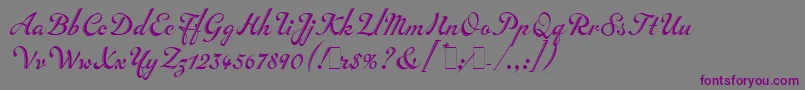 フォントInscriptionLetPlain.1.0 – 紫色のフォント、灰色の背景