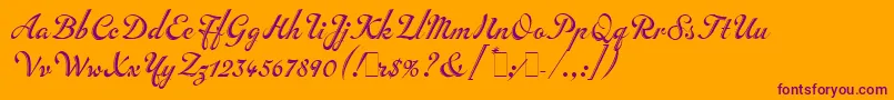 Czcionka InscriptionLetPlain.1.0 – fioletowe czcionki na pomarańczowym tle