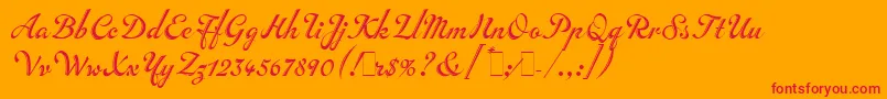InscriptionLetPlain.1.0 Font – Red Fonts on Orange Background