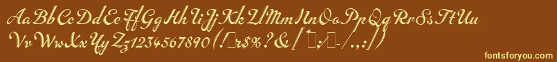 InscriptionLetPlain.1.0-fontti – keltaiset fontit ruskealla taustalla